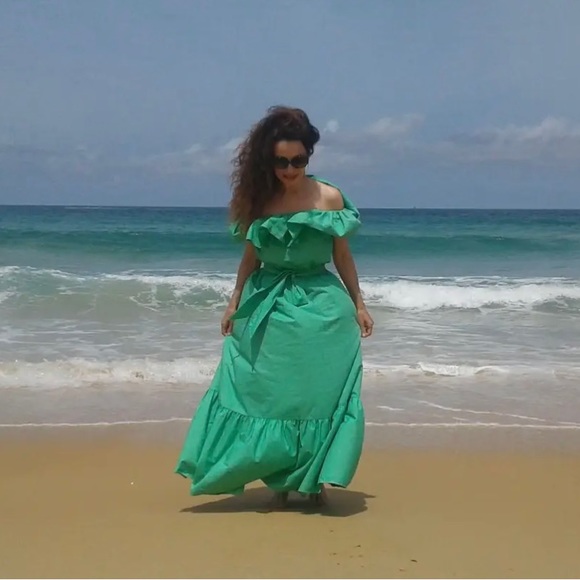 Poplin cotton summer maxi dress tired - Picture 10 of 10